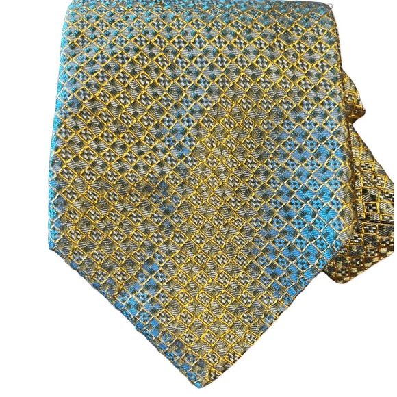 Vintage Gianfranco Ferre Made in Italy 100% Silk Iridescent Gold Print - Picture 4 of 6